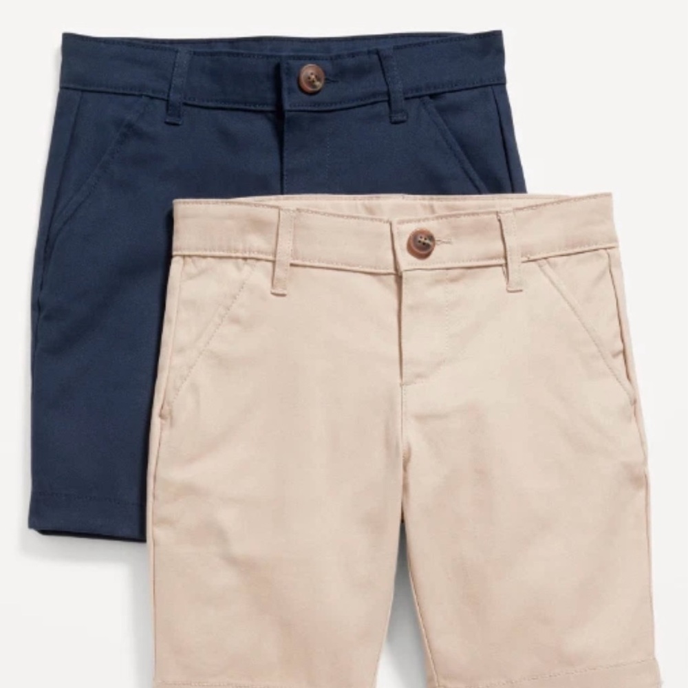 Old Navy Boys 2-Pack Stretch Chino Shorts in Navy and Tan
